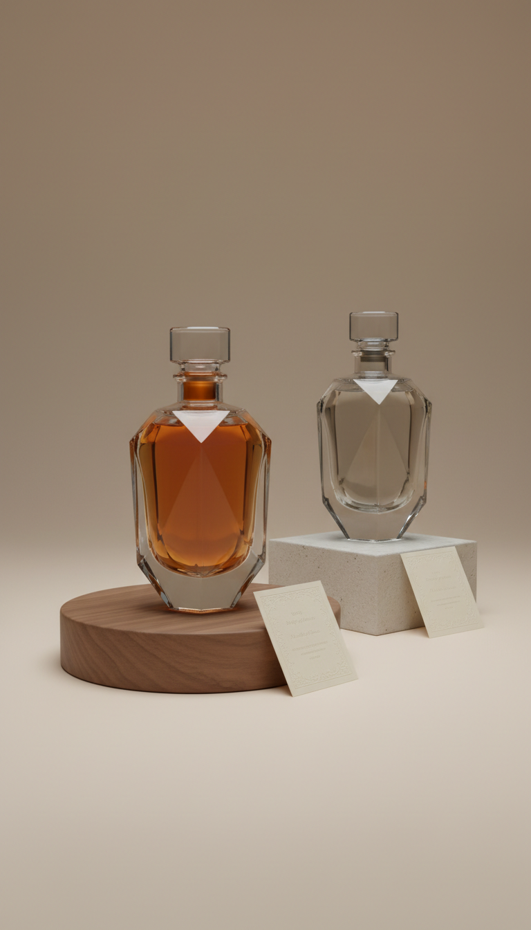Amber Reverie Sculptural Glass Bottle